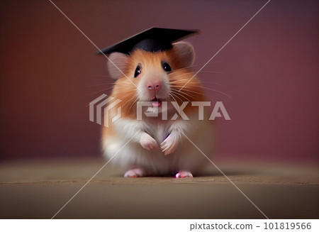 Funny cartoon hamster in the graduates hat 101819566