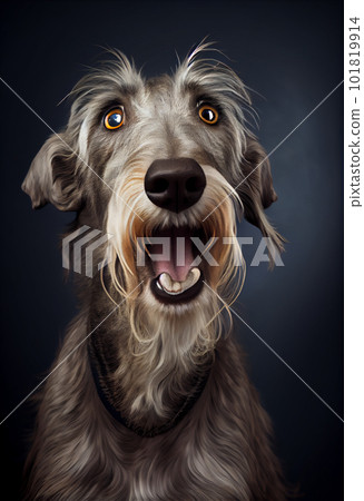 Shocked Irish wolfhound close up portrait. 101819914