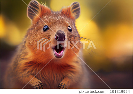 The happiest animal quokka is smiling and - Stock Illustration