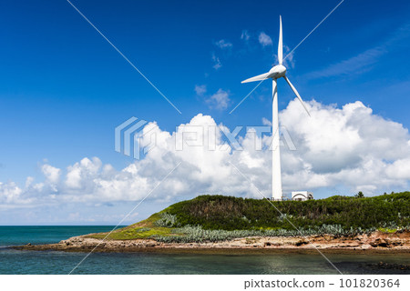 The wind power plant, energy systems, and renewable energy are on the coast of Penghu, Taiwan. 101820364