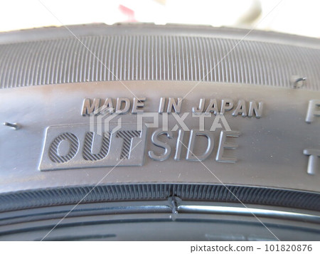OUTSIDE, which represents the outside of the tire, and MADEINJAPAN, which represents made in Japan 101820876
