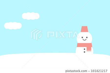 雪景和雪人插畫背景素材藍色 雪景和雪人插畫背景素材藍色 101821217