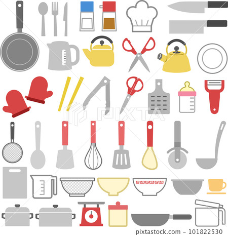 Color illustration set of kitchen utensils 101822530
