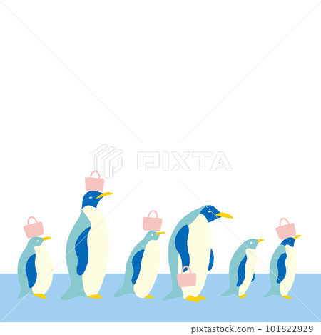 Penguin parent and child shopping cool summer background material Penguin parent and child shopping cool summer background material 101822929