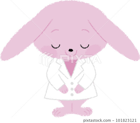 兔子穿白大褂鞠躬的插畫 101823121