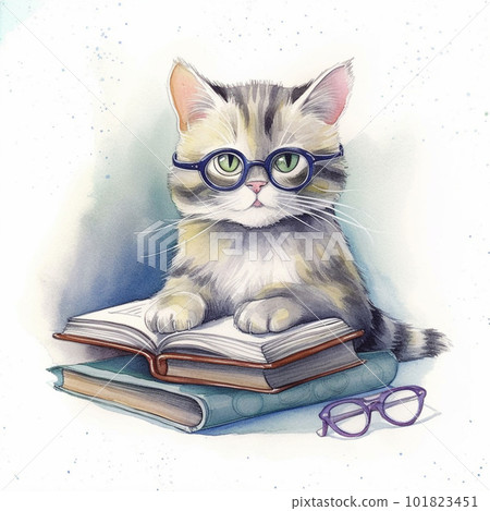 Reading cat pastel tone colored pencil tone Reading cat pastel tone colored pencil tone 101823451