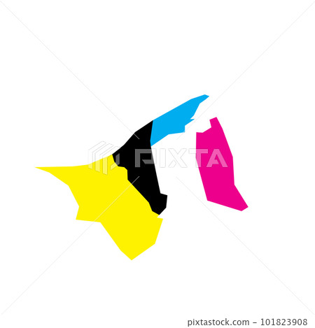 Brunei political map of administrative divisions - districts. Blank vector map in CMYK colors. 101823908