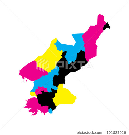 North Korea political map of administrative divisions - provinces. Blank vector map in CMYK colors. North Korea political map of administrative divisions - provinces. Blank vector map in CMYK colors. 101823926