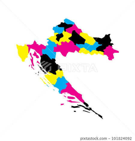 Croatia political map of administrative divisions - counties. Blank vector map in CMYK colors. Croatia political map of administrative divisions - counties. Blank vector map in CMYK colors. 101824092
