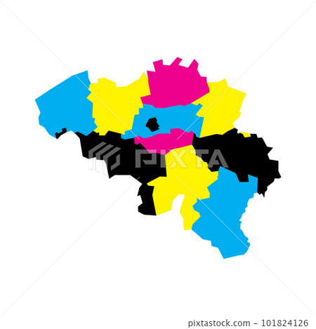 Belgium political map of administrative divisions - provinces. Blank vector map in CMYK colors. 101824126