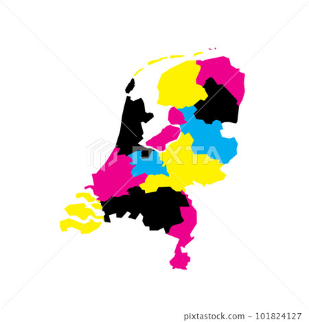 Netherlands political map of administrative divisions - provinces. Blank vector map in CMYK colors. Netherlands political map of administrative divisions - provinces. Blank vector map in CMYK colors. 101824127