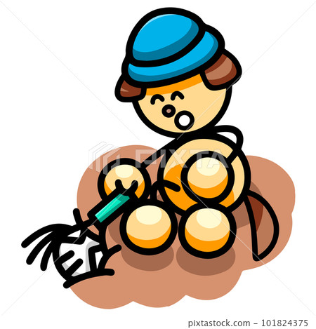 Illustration of a dog digging clams (horizontal reversed version) dog 101824375
