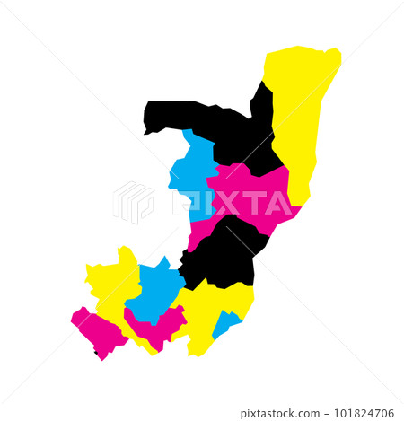 Republic of the Congo political map of administrative divisions - departments. Blank vector map in CMYK colors. Republic of the Congo political map of administrative divisions - departments. Blank vector map in CMYK colors. 101824706