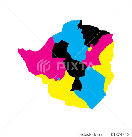 Zimbabwe political map of administrative divisions - provinces. Blank vector map in CMYK colors. 101824740
