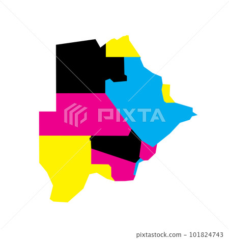 Botswana political map of administrative divisions - rural and urban districts. Blank vector map in CMYK colors. 101824743