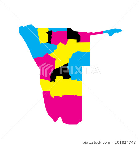 Namibia political map of administrative divisions - regions. Blank vector map in CMYK colors. 101824748