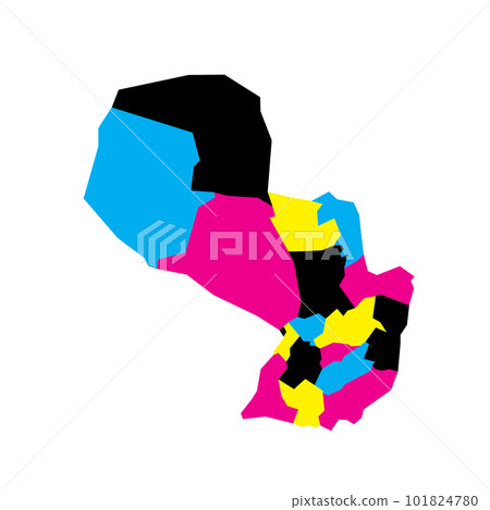 Paraguay political map of administrative divisions - departments and capital district. Blank vector map in CMYK colors. 101824780