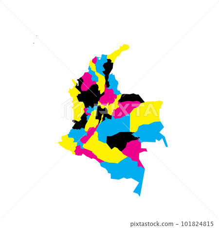 Colombia political map of administrative divisions - departments and capital district. Blank vector map in CMYK colors. 101824815