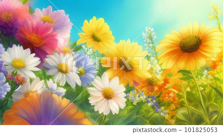 Summer gardens with lovely flowers. Generative AI. 101825053