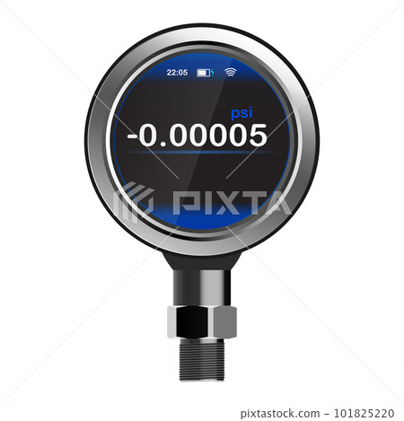 Digital pressure gauge. High measurement accuracy.Realistic image of a pressure gauge on a white background. Vector illustration Digital pressure gauge. High measurement accuracy.Realistic image of a pressure gauge on a white background. Vector illustration 101825220