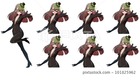 Standing picture of a female phantom thief wearing a mask, facial expression set Standing picture of a female phantom thief wearing a mask, facial expression set 101825962
