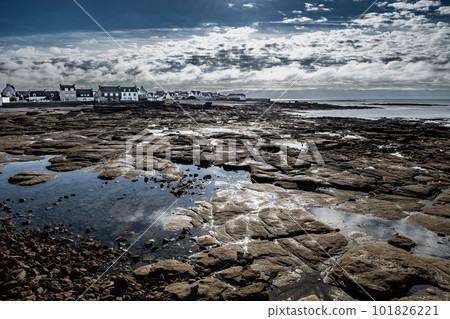 City Of Guilvinec And Stone Beach At The Finistere Atlantic Coast In Brittany, France 101826221