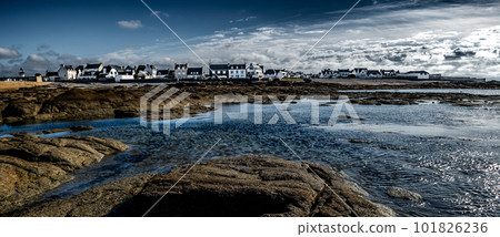 City Of Guilvinec And Stone Beach At The Finistere Atlantic Coast In Brittany, France 101826236