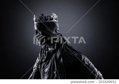 Ghost of a queen or king over dark misty background Ghost of a queen or king over dark misty background 101826652