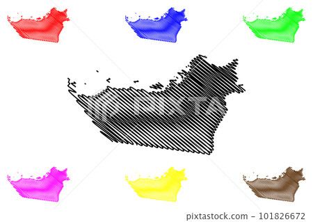 Emirate of Abu Dhabi (Emirates of the United Arab Emirates, UAE) map vector illustration, scribble sketch Abu Dhabi map 101826672