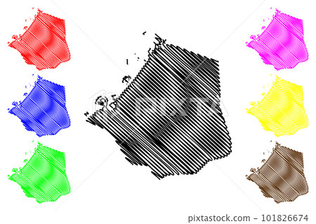 Emirate of Dubai (Emirates of the United Arab Emirates, UAE) map vector illustration, scribble sketch Dubai map 101826674