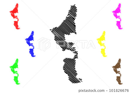 Emirate of Ras Al Khaimah (Emirates of the United Arab Emirates, UAE) map vector illustration, scribble sketch Ras Al Khaimah (RAK, Ras al-Khaimah) map 101826676