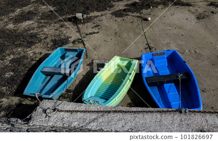 Small Boats In The Harbor Of Finistere City Guilvinec At The Coast Of Atlantic In Brittany, France 101826697