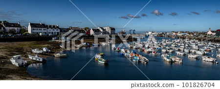 Harbor And Fishing Boats Of Finistere City Guilvinec At The Coast Of Atlantic In Brittany, France 101826704