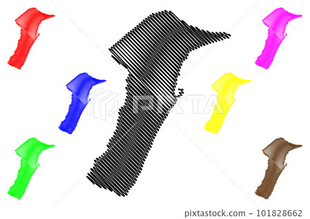 Metropolitan City of Messina (Italy, Italian Republic, Sicily region) map vector illustration, scribble sketch Messina map 101828662