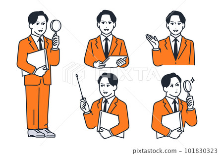 Young businessman's simple facial expression illustration set material Young businessman's simple facial expression illustration set material 101830323
