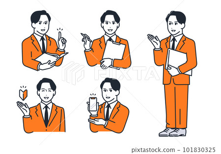 Young businessman's simple facial expression illustration set material Young businessman's simple facial expression illustration set material 101830325