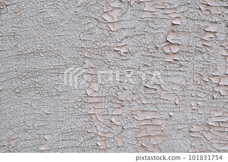 Background texture. Surface with white old cracked paint. Top view, copy space 101831754