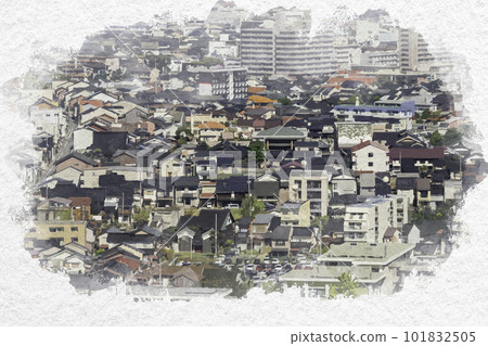 Watercolor style Yonago city area around Teramachi Yonago city, Tottori prefecture 101832505