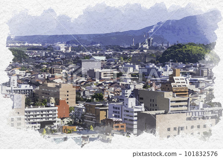 Watercolor style Yonago city center Yonago City, Tottori Prefecture 101832576