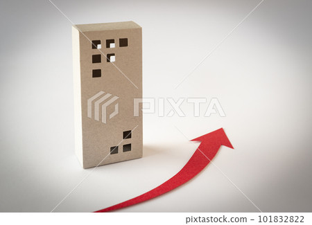 建築物和上升的箭頭 強勁的業務成果 箭頭 快速增長的公寓 101832822