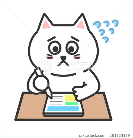 A cat tablet illustration that is impatient while studying 101833329