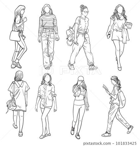 woman walking sketch 101833425