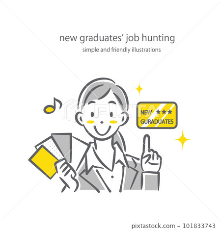 求職學生使用新畢業卡獲得求職優勢 簡約時尚的線描插畫 101833743
