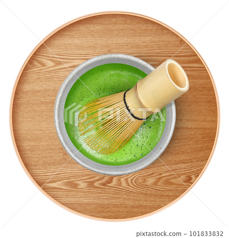 Illustration real of matcha and tea whisk Illustration real of matcha and tea whisk 101833832