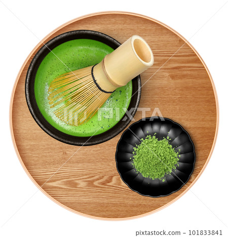 Illustration real of matcha and tea whisk 101833841