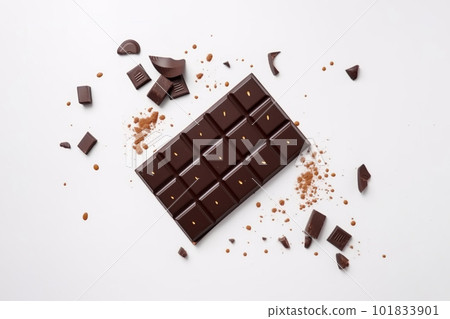 Generative ai. Bar of dark chocolate broken into pieces 101833901