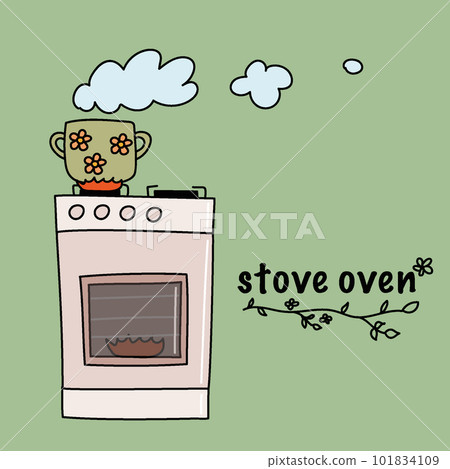 stove oven for cooking food with a saucepan  101834109