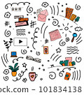 cute doodle, camera computer books at home 101834138