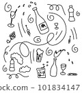 a stylish doodle of different alcoholic drinks 101834147