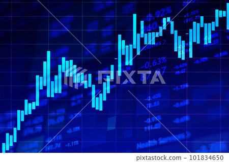 Rising stock market chart on dark background against the backdrop of stock quotes 101834650